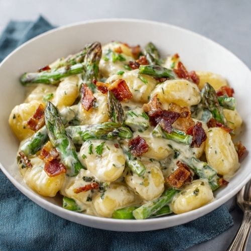 Creamy Asparagus Bacon Gnocchi