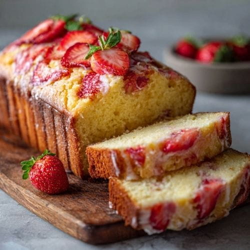 Lemony Strawberry Yogurt Cake