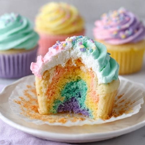 Pastel Rainbow Cupcakes