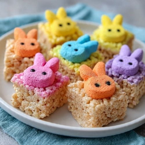 Rainbow Peeps Rice Krispie Treats