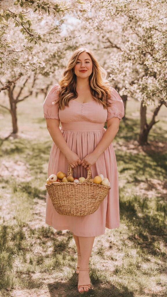 Rose Pink Puff Sleeve Midi Dress